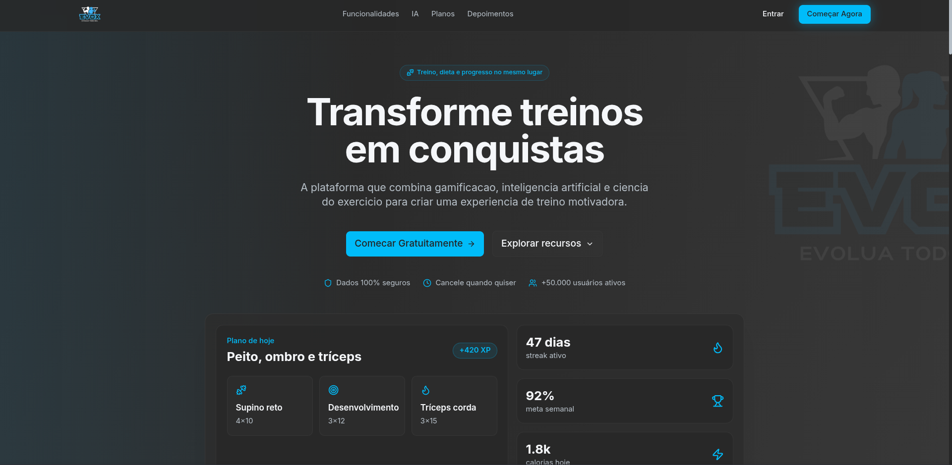 Interface do projeto EvoxFit
