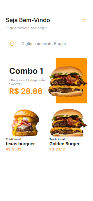 Interface do projeto Delícia Burger