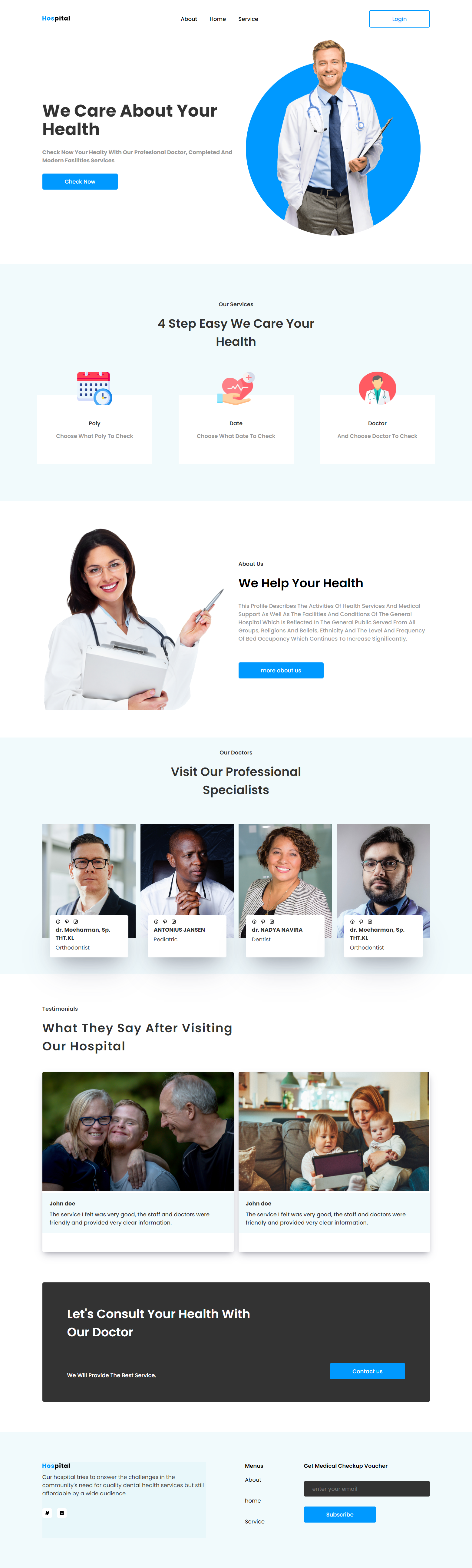 Interface do projeto Landing Page Hospital