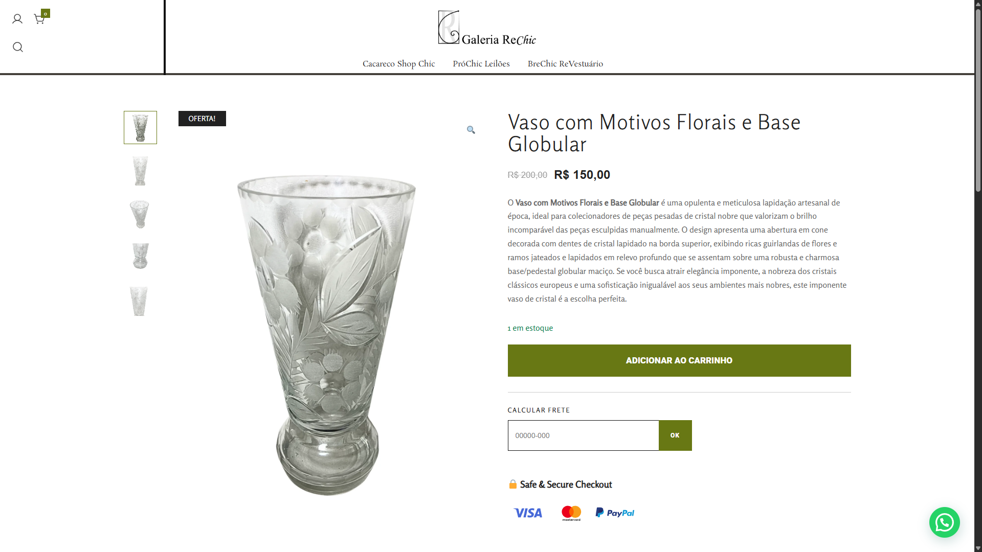 Interface do projeto Leilão Chic