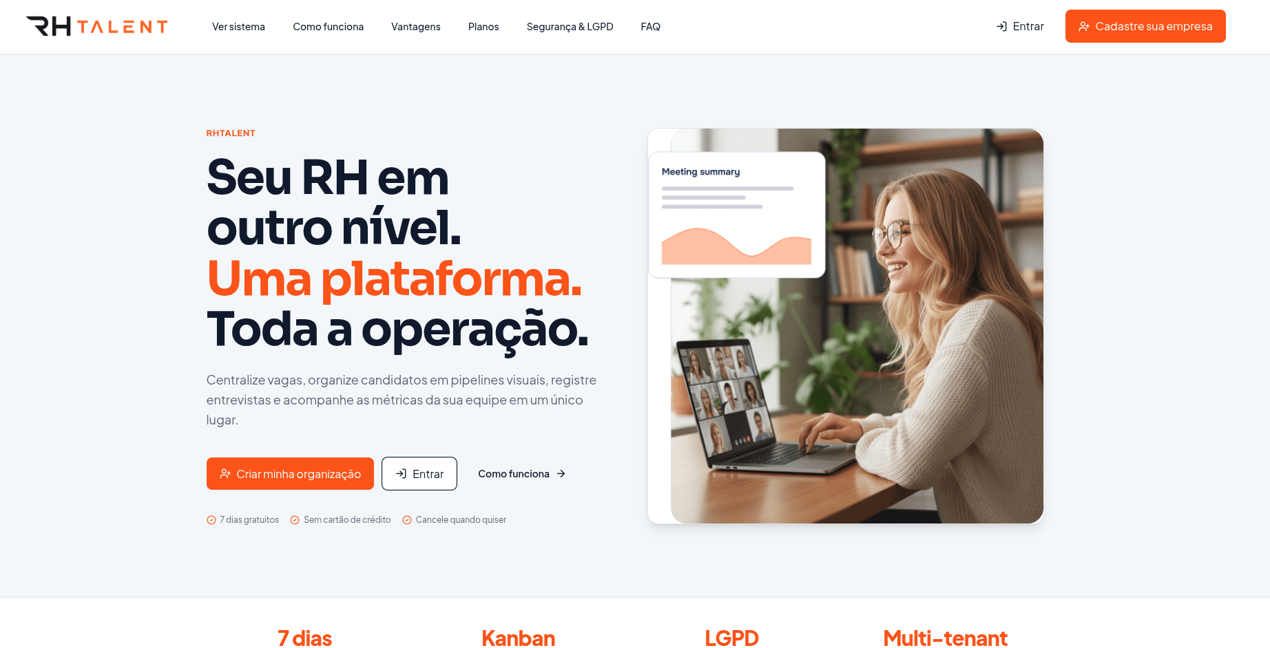 Interface do projeto RH TALENT