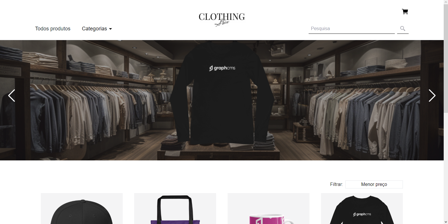 Interface do projeto Clothing Store